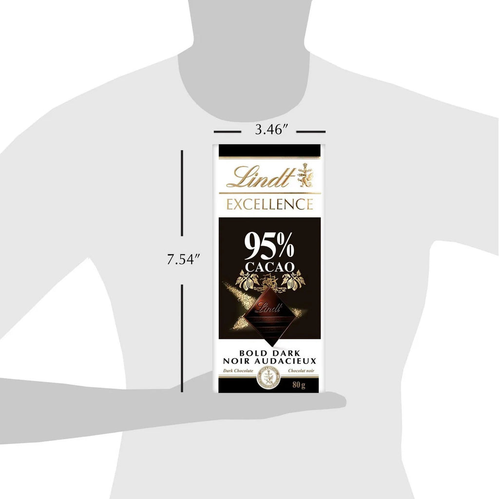 Lindt Excellence 95% Cacao Bold Dark Chocolate Bar, 80G/2.8 Oz.
