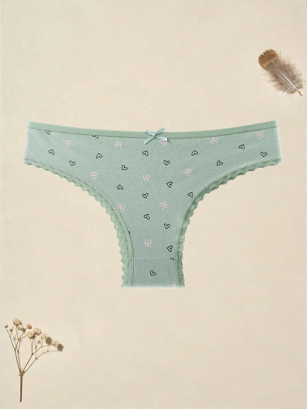 Bow Heart Print Thong 6-Pack