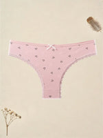 Bow Heart Print Thong 6-Pack