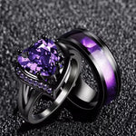 Rotating Heart Zircon Couple Ring Set