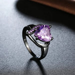 Rotating Heart Zircon Couple Ring Set