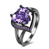 Rotating Heart Zircon Couple Ring Set