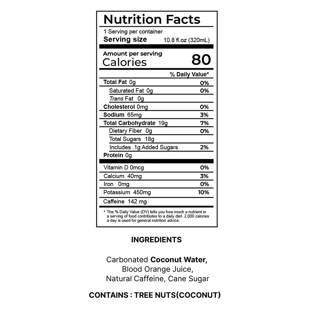 Coconut Water Energy Drink, 550Mg+ Electrolyes and 142Mg Caffeine