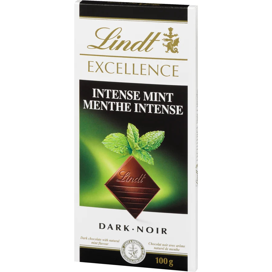 Lindt Excellence Intense Mint Dark Chocolate Bar, 100G/3.5 Oz