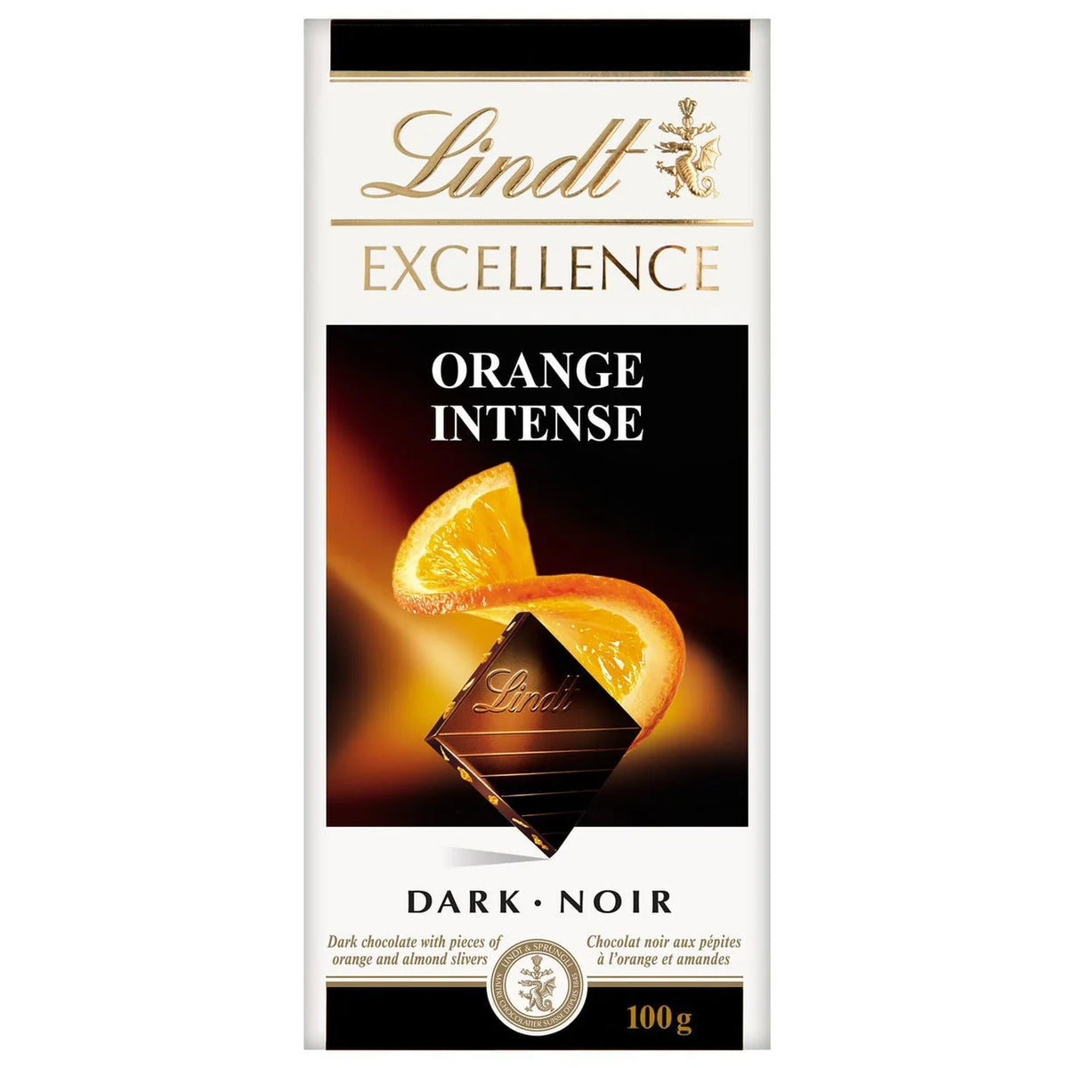 Lindt Excellence Orange Intense Dark Chocolate Bar, 100G/3.5 Oz.