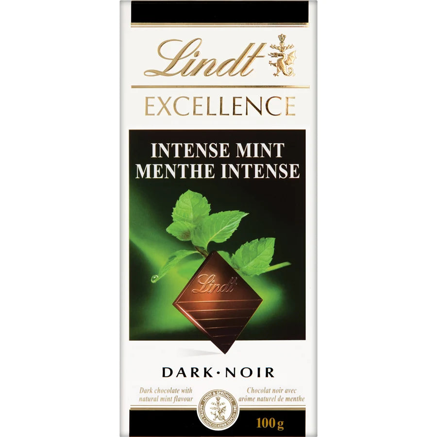 Lindt Excellence Intense Mint Dark Chocolate Bar, 100G/3.5 Oz
